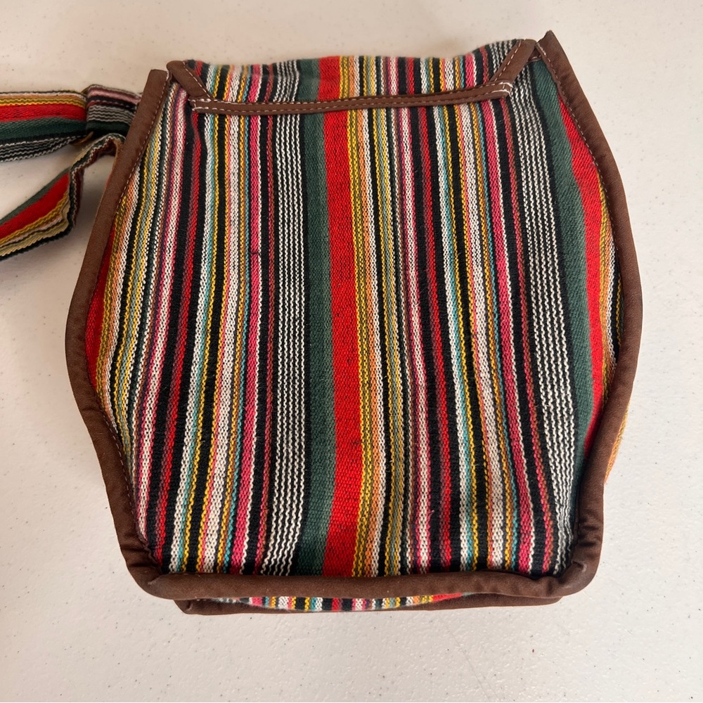 Bohemian Striped Gheri Textile Woven Crossbody Bag Bead Toggle Festival Hippie - Picture 7 of 14